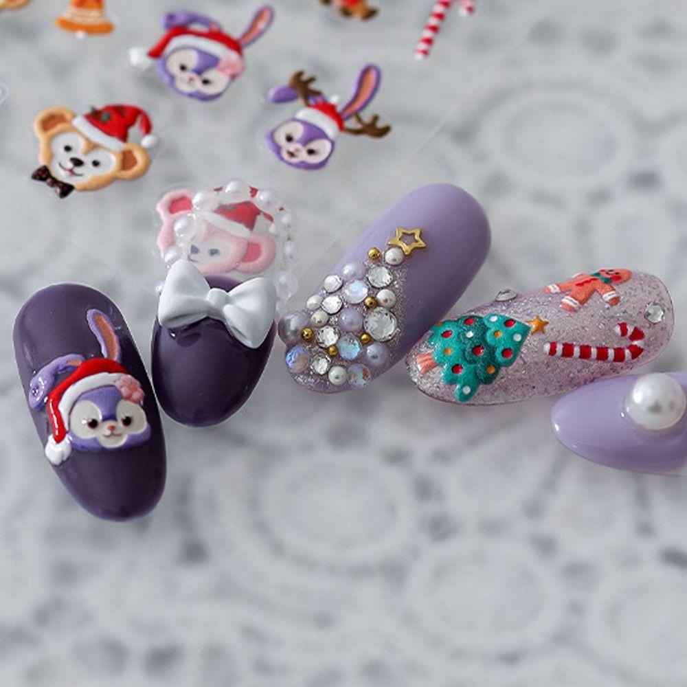 Miếng Dán Trang Trí Móng Tay Ba Chiều Họa Tiết Hoạt Hình Dễ Thương