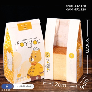 ✷50 cái 2 size túi giấy bánh mì có cửa sổ- hình gấu