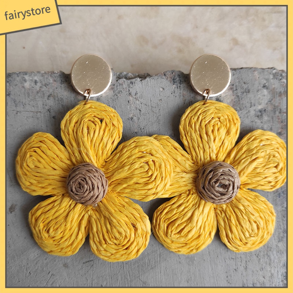 1 Đôi Bông Tai Hình Hoa Màu Sắc Tươi Sáng Phong Cách Kỳ Nghỉ Cho Nữ