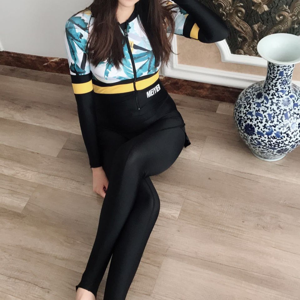 Đồ bơi▼☞Áo tắm nữ chống nắng tay dài dây kéo Hàn Quốc liền thân cỡ lớn đôi thấm nước Quần lặn nổi | BigBuy360 - bigbuy360.vn