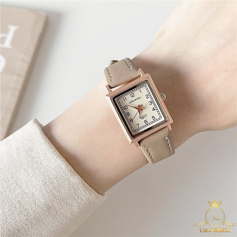 Đồng hồ nữ LaCy Watch dây da mặt vuông nhỏ cọc số Arabic đồng hồ đeo tay phong cách vintage DHJI0009 | BigBuy360 - bigbuy360.vn