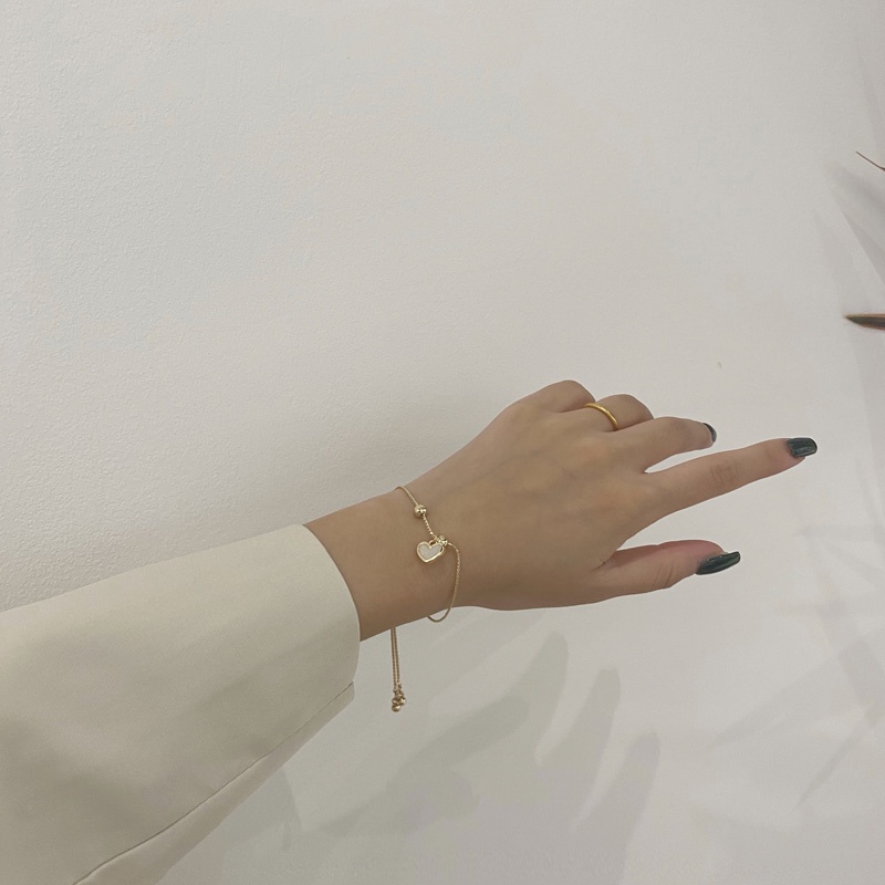 Vòng tay nữ lắc tay nữ dây rút mặt trái tim VT003 Leous Accessories