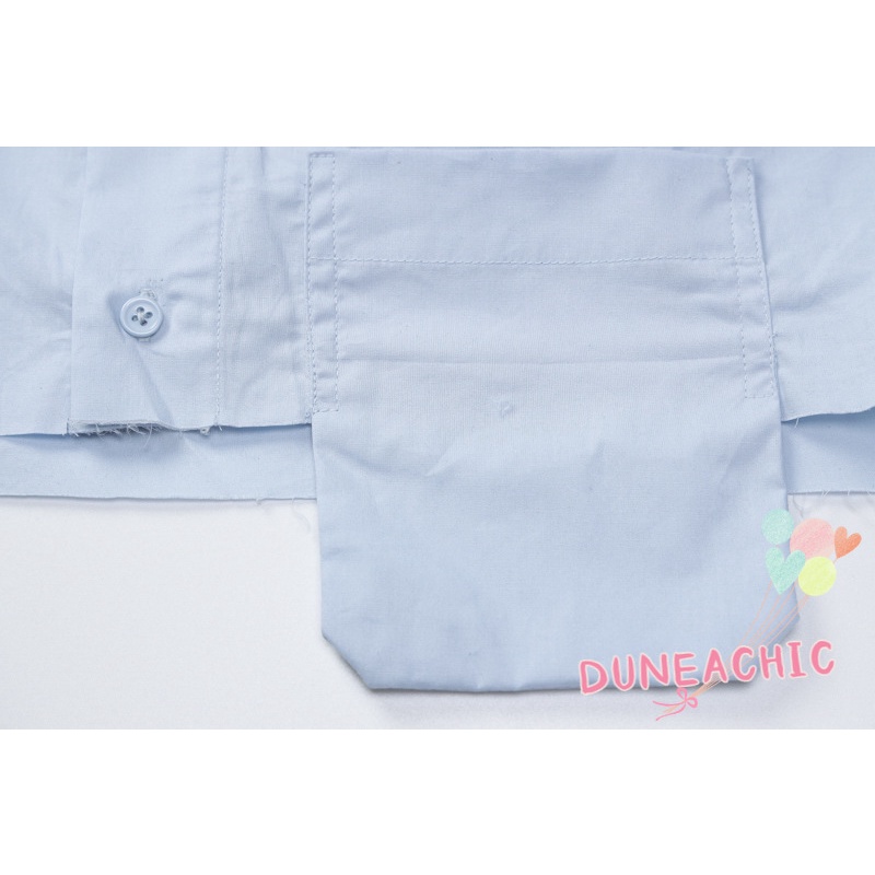 Áo sơ mi DUNEA dáng ngắn cổ polo có túi thời trang dành cho nữ