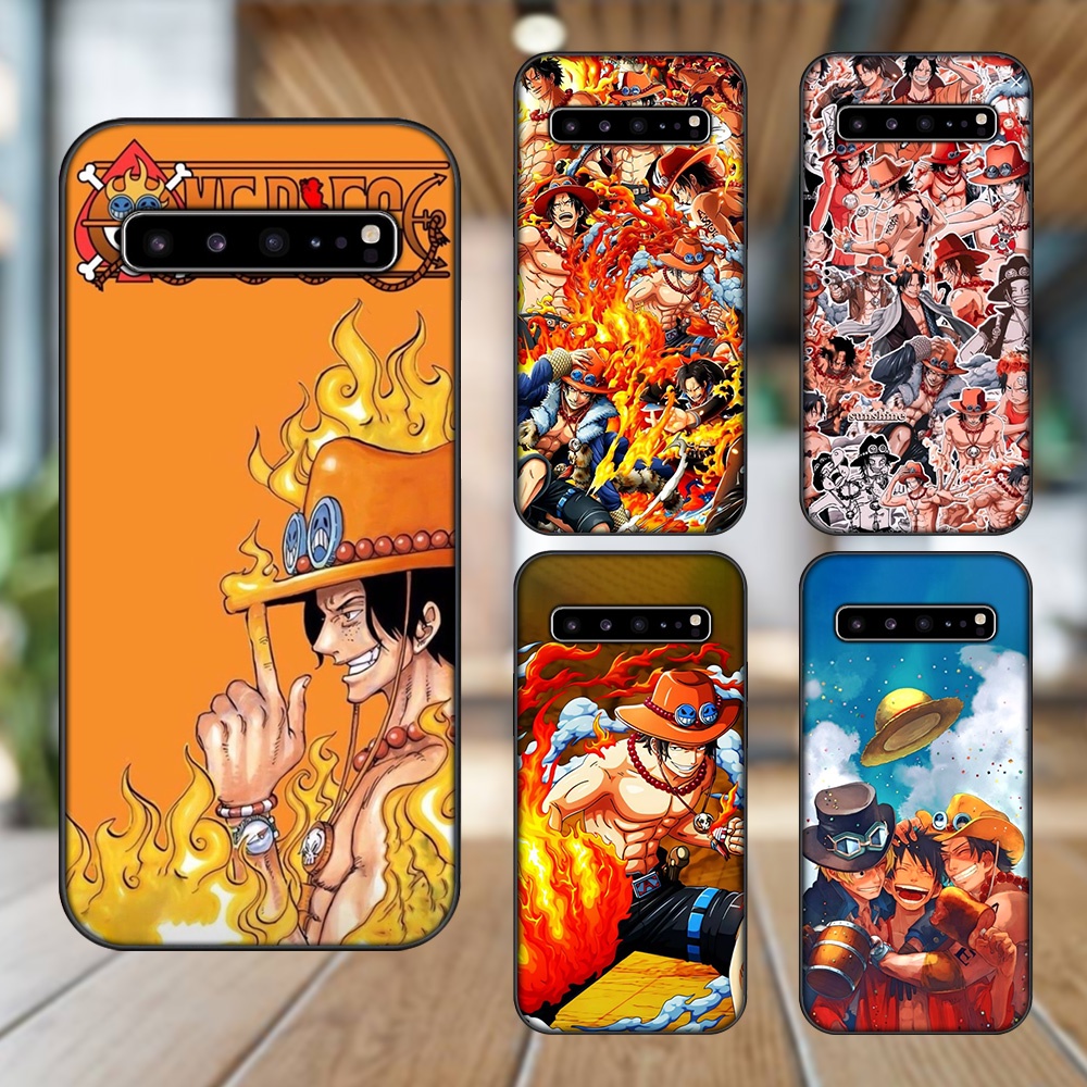 Ốp lưng Samsung S10, S10 5G, S10 Plus viền đen in hình Ace One Piece