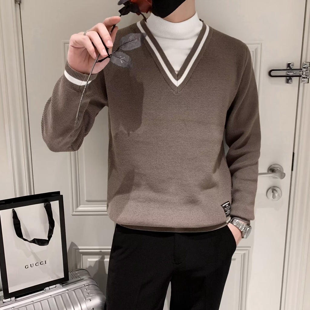 Áo Sơ Mi Giả Hai Lớp Tay Dài Dáng Ôm Phong Cách Hàn Quốc Thời Trang Cho Nam Simple áo phông rộng Fashion áo thun nam tay dài bigsize áo thun nam có cổ bông