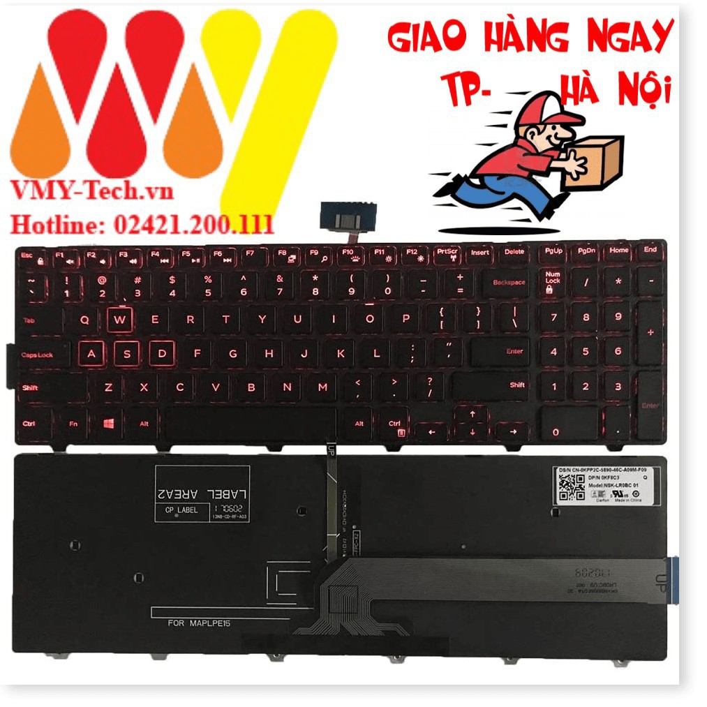 (⭐) Bàn phím Laptop DELL Inspiron 15-5577 15-5576 7559 7557 P57F keyboard LED Đỏ