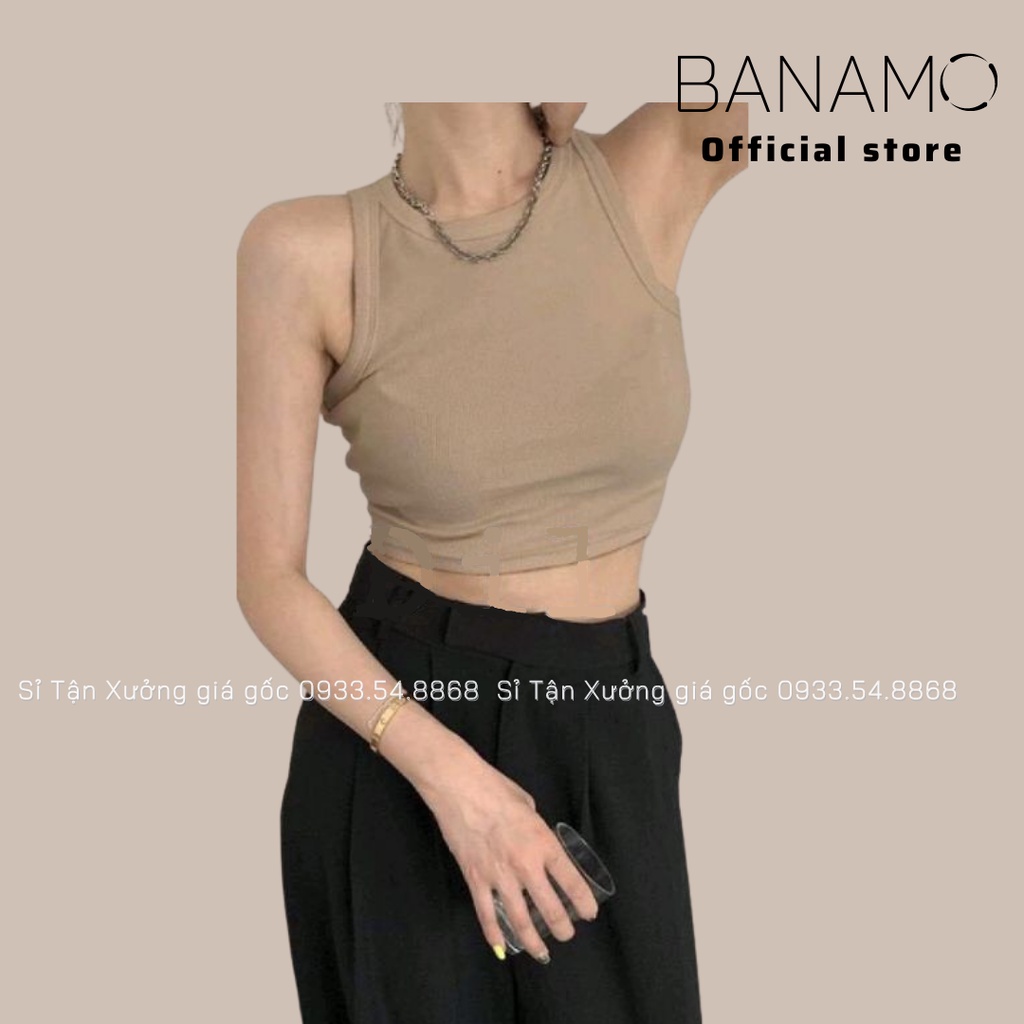 Áo nữ croptop 3 lỗ bozip co giãn 4 chiều phong cách sexy siêu đẹp thời trang Banamo Fashion áo 3 lỗ 3129