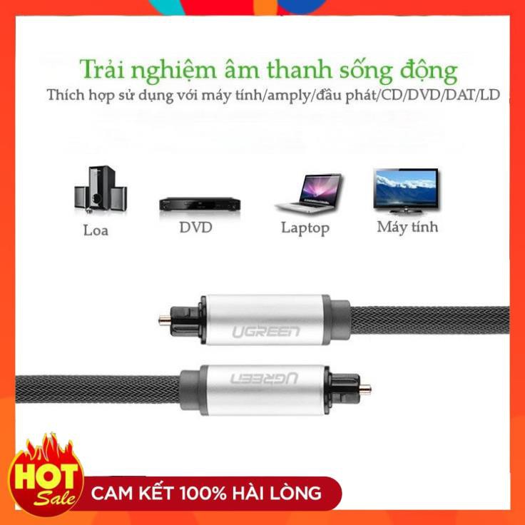 [Chính Hãng] Cáp audio quang (Toslink, Optical) 1M Ugreen 10539 vỏ nhôm cao cấp- hàng bảo hành chính hãng 12 tháng