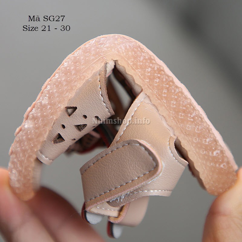 Sandal bé gái 1 - 5 tuổi họa họa tiết thỏ dễ thương da mềm quai dán tiện dụng SG27