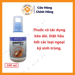 HANVET HANTOX SPRAY 100ml CHAI XỊT VE, RẬN, BỌ CHÉT TRÊN CHÓ MÈO
