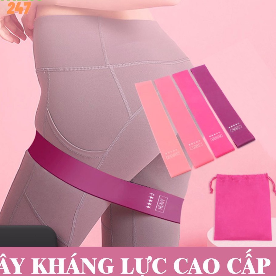 Dây Kháng Lực Miniband Cao Su Màu Hồng Tập Gym Yoga Pilates Phiên Bản Nâng Cấp Cá Tính Đàn Hồi Siêu Bền