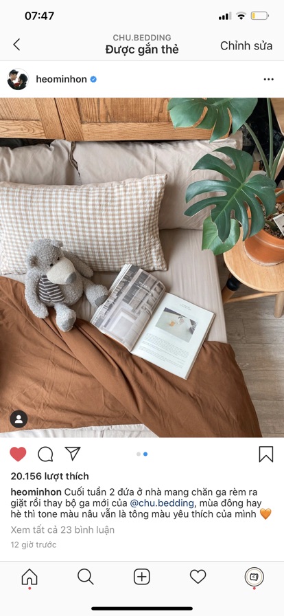 ✨Bộ chăn ga gối Cotton đũi: nâu đậm mix beige