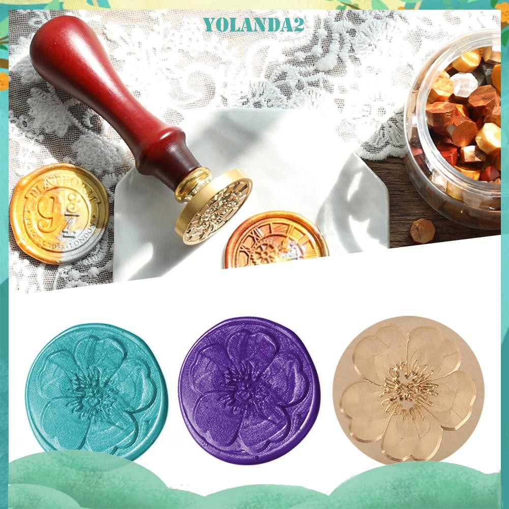 Con dấu sáp tay cầm gỗ hình thực vật cổ điển thích hợp cho trang trí thủ công phong bì thiệp cưới