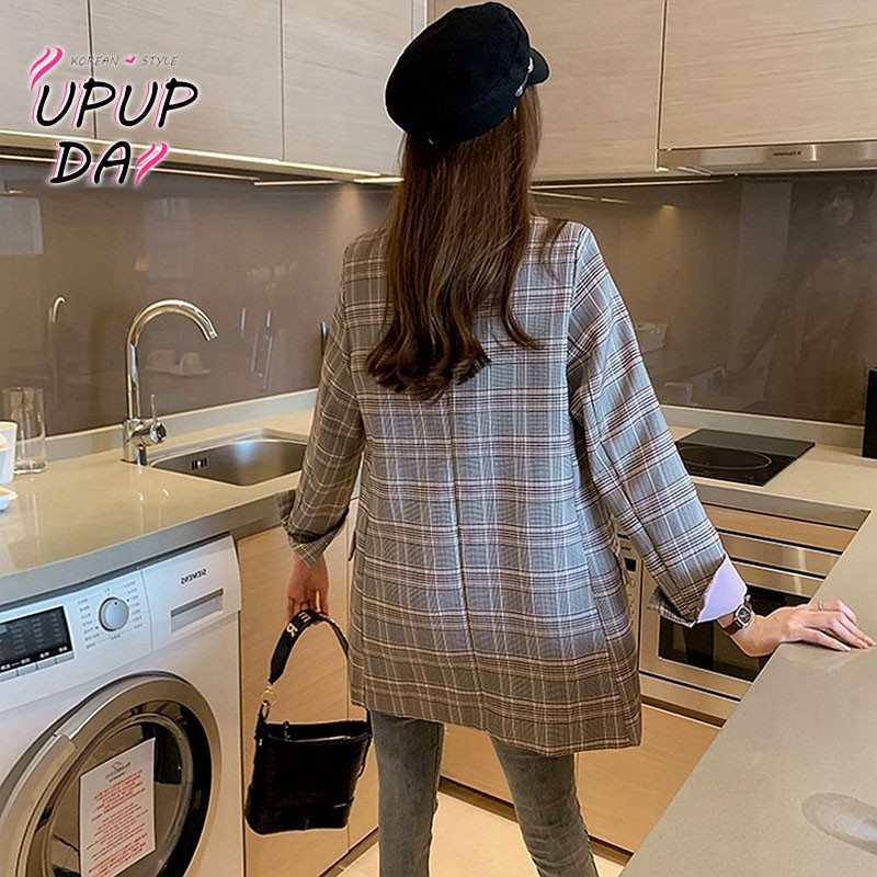 Áo Khoác Vest Dáng Rộng Kẻ Sọc Caro Size S-2XL Phong Cách Hàn Quốc Thời Trang Xuân Thu Cho Nữ | BigBuy360 - bigbuy360.vn