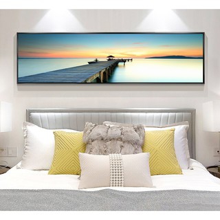 Tranh canvas treo tường hoàng hôn trên biển khổ ngang LIN481- 120 x 30 cm