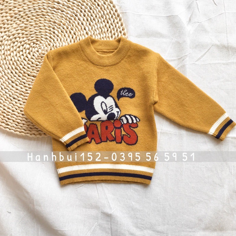 [Mã FASHIONXANH15 giảm 10K đơn 50K] Áo len Mickey 2 lớp Quảng Châu cho bé size từ 80/90/100/110