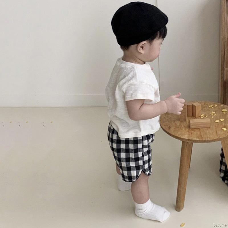 Áo thun tay ngắn cổ tròn màu trơn dễ phối thời trang mùa hè phong cách Hàn Quốc dành cho bé