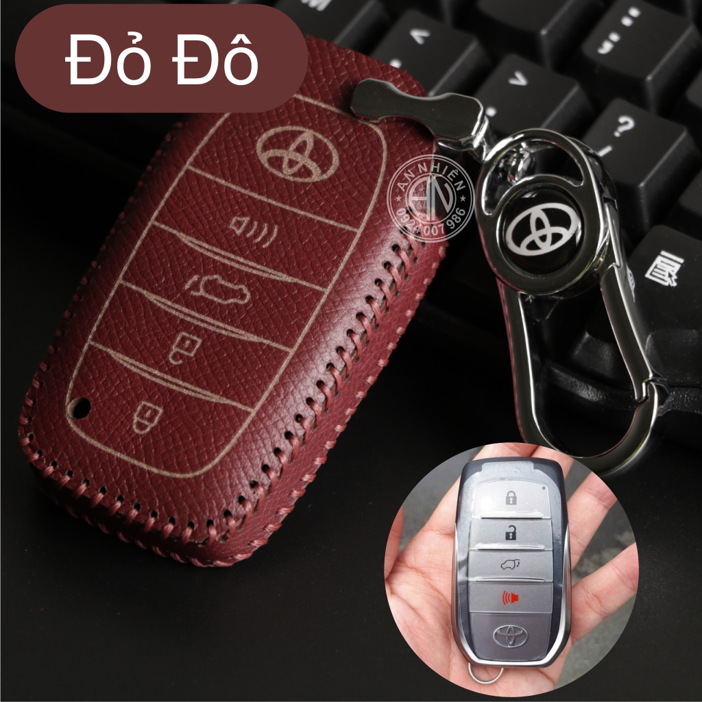 Bao da bọc ốp chìa khoá xe ô tô Toyota Fortuner Legender 2022, da bò nhiều màu, khâu thủ công To36F