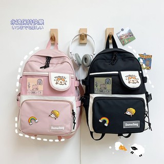 Balo thời trang chống thấm ulzzang cho bạn nữ đi học, đi chơi kèm stick và móc gấu