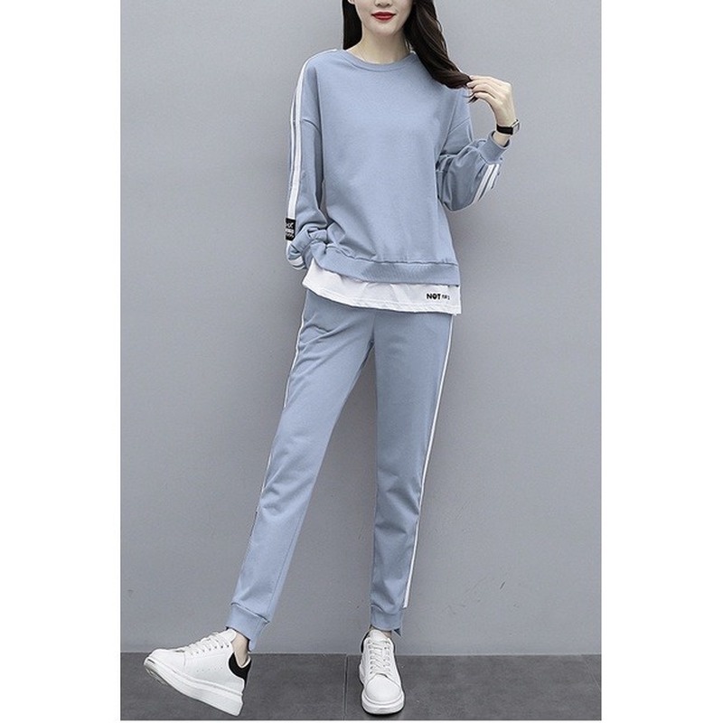 Bộ áo sweater cổ tròn + quần dài thời trang mùa thu đông Hàn Quốc năng động cho nữ | BigBuy360 - bigbuy360.vn