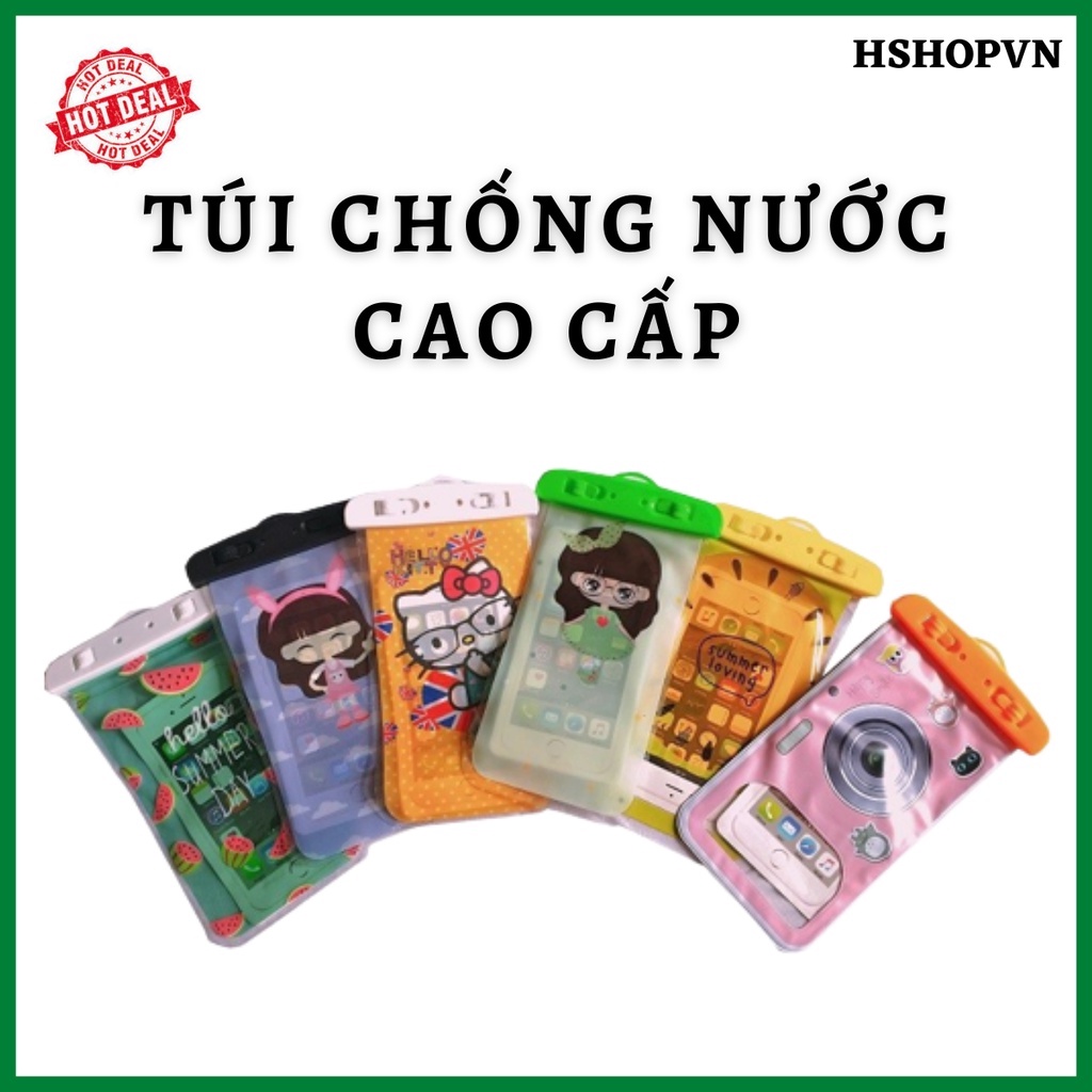 Túi chống nước cao cấp họa tiết cute cho điện thoại kèm dây đeo