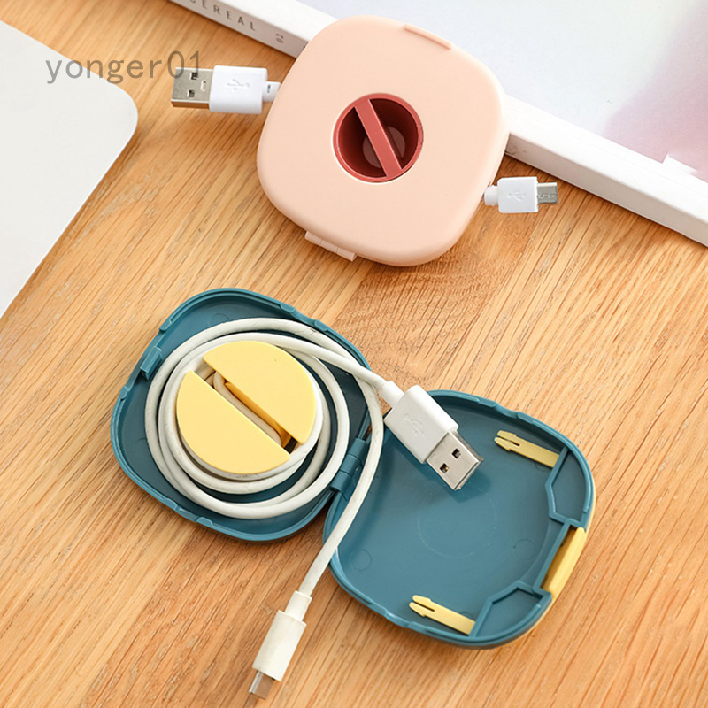 Hộp Đựng Dây Cáp Sạc/Tai Nghe Xoay Mini Đa Năng Di Động Cho Điện Thoại Di Động