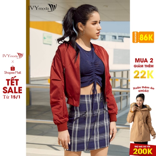 Áo khoác bomber nữ vải khaki IVY moda MS 70B7432