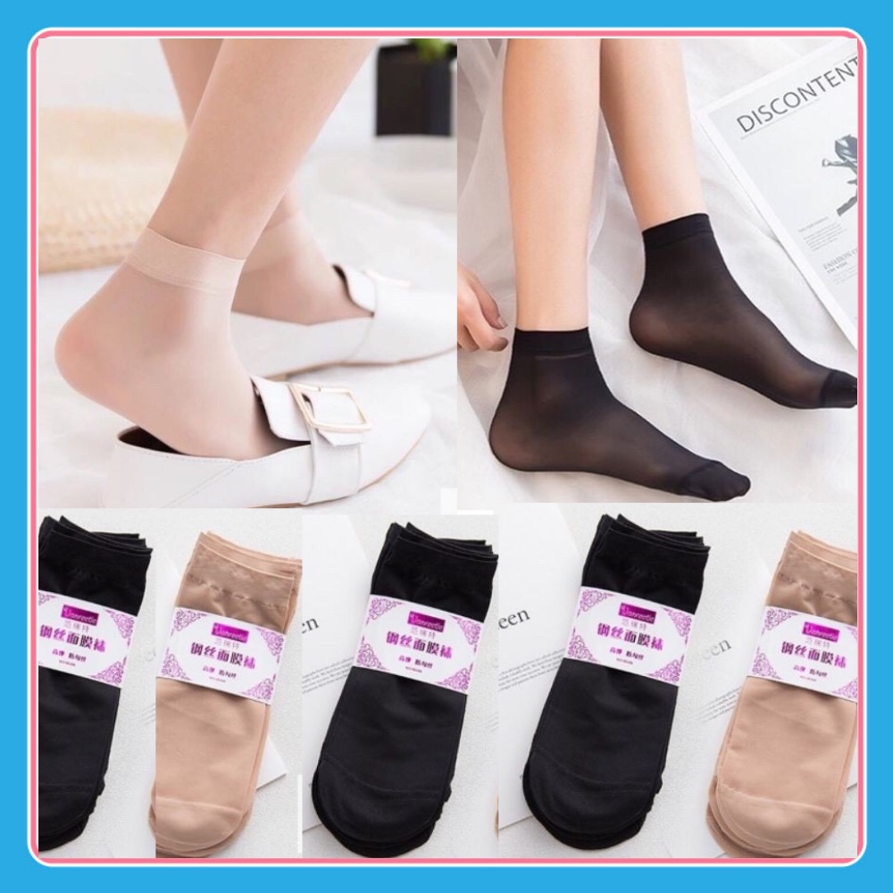 Sét 10 Đôi Tất Nữ Da Chân Cổ Ngắn Mỏng Siêu Dai