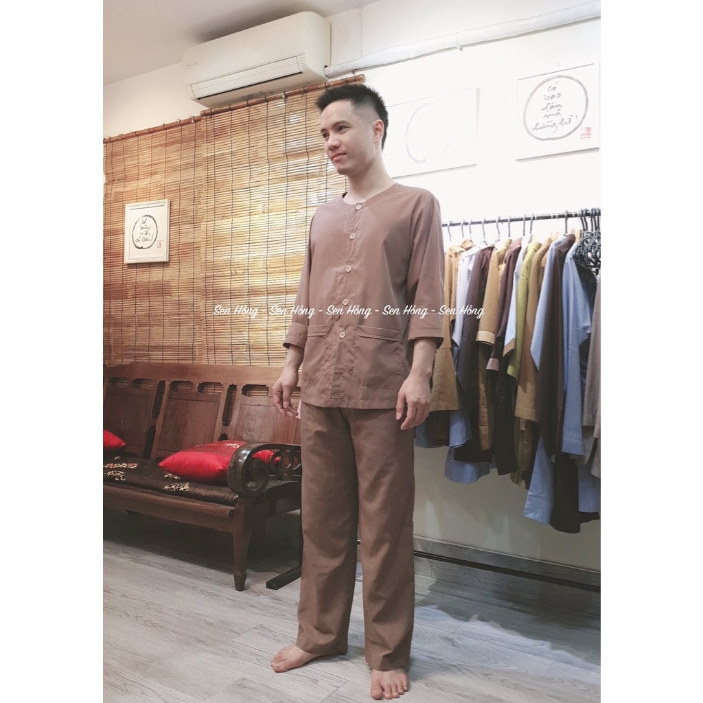 BỘ ĐỒ CACAO BÀ BA NAM NỮ TRUYỀN THỐNG # bộ đồ lam đi chùa đi chơi # bà ba giản dị vải kate mát mịn dáng xuông B16 cacao