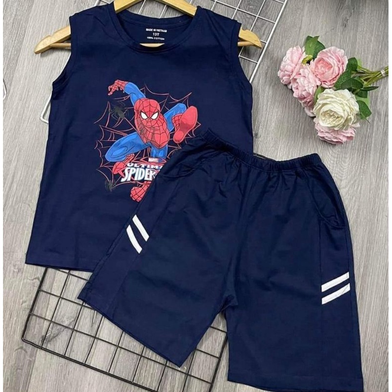 Bộ ba lỗ bé trai size đại hàng công ty chất cotton loại 1 dày dặn co dãn 20-35kg