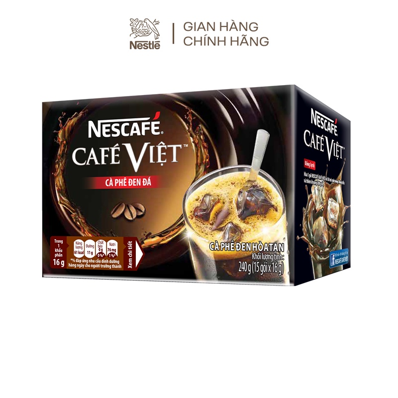 Combo 2 hộp cà phê hòa tan Nescafé café Việt đen đá (Hộp 15 gói x 16g)