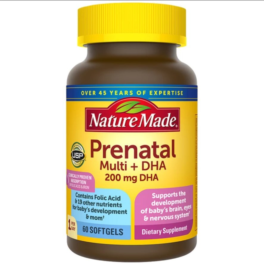 Vitamin Tổng Hợp Nature Made Prenatal Multi + DHA Cho Bà Bầu của Mỹ, 150 viên