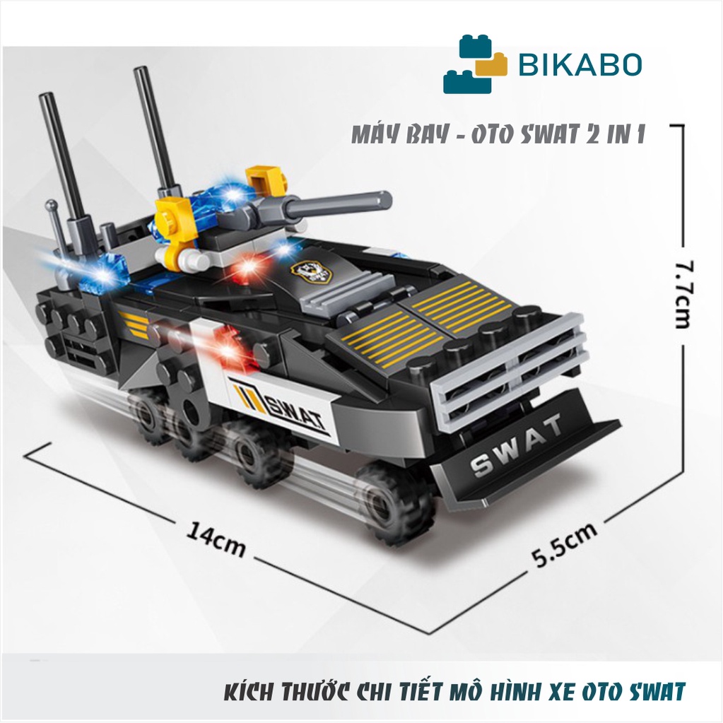 Mô hình lắp ráp ô tô city cảnh sát 409 chi tiết, đồ chơi lắp ráp cho bé tặng kèm công cụ tháo lắp, BIKABO
