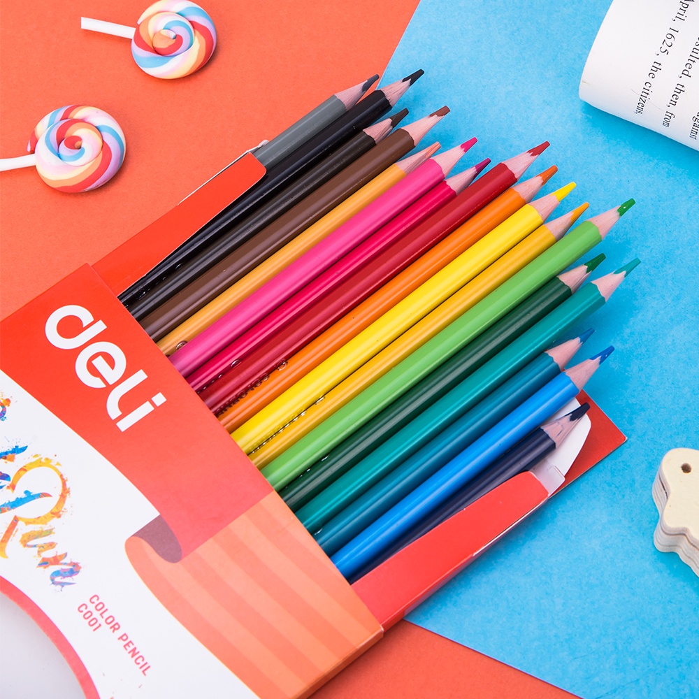 Bút chì màu  Deli 12 màu/18 màu/24 màu/36 màu - EC00300/EC00310/EC00320/EC00330
