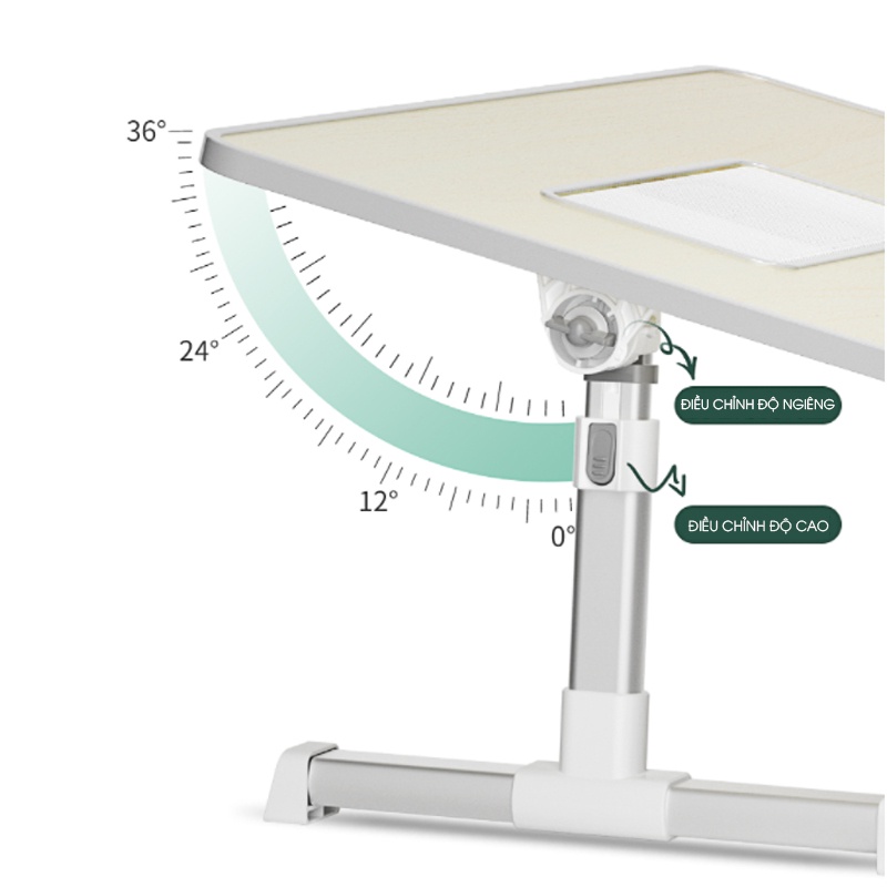Bàn laptop có tản nhiệt ⚡️ 𝐅𝐑𝐄𝐄 𝐒𝐇𝐈𝐏 ⚡️ Bàn gấp ngồi giường - Bàn kê laptop tản nhiệt 52x30cm Điều chỉnh độ cao thấp