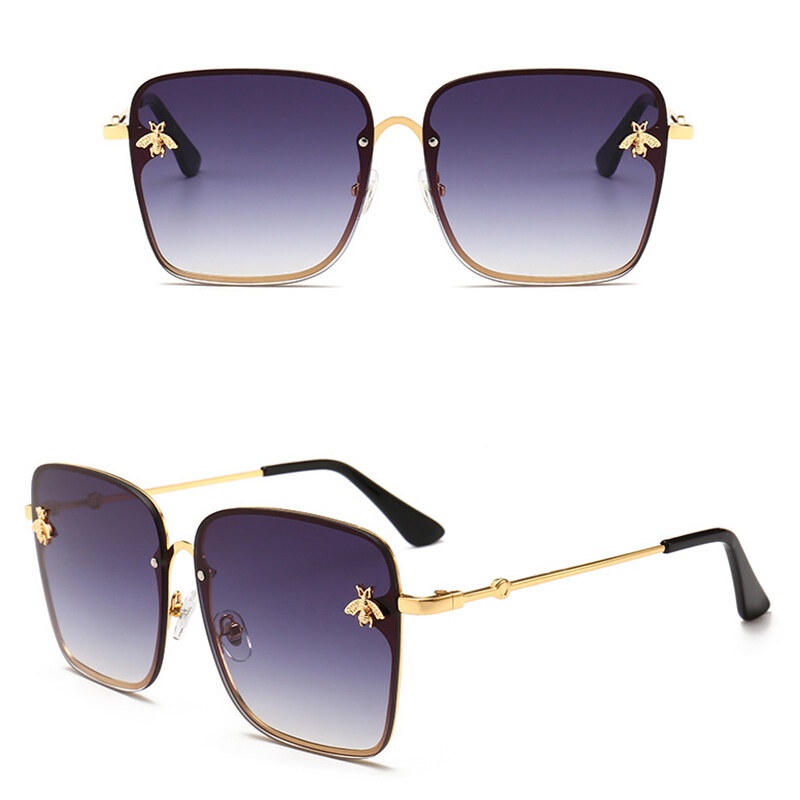 Kính Mát Gọng Vuông Kim Loại Phong Cách Âu Mỹ