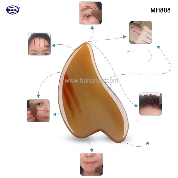 Dụng cụ Mát xa Cạo gió sừng loại dày đẹp - làm mịn da mặt và toàn thân - chống lão hóa cho da - MH808- HAHANCO