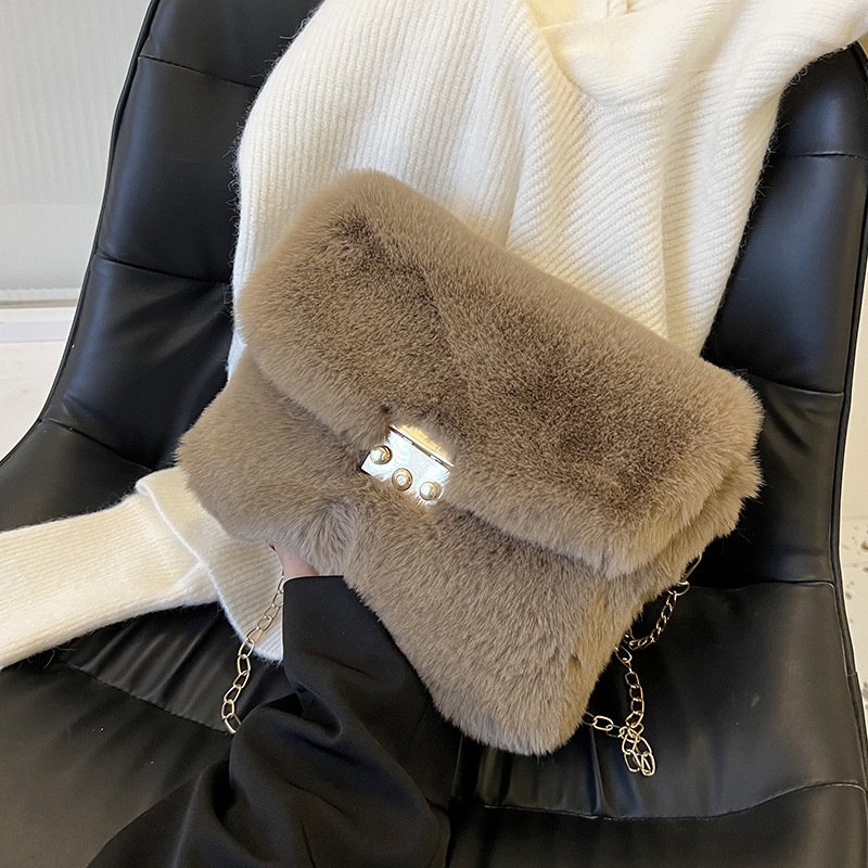 Túi Đeo Chéo Hình Vuông Cỡ Nhỏ Phủ Lông Thời Trang Sang Trọng Cho Nữ