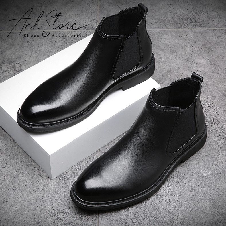 [HÀNG MỚI VỀ] GIÀY CHELSEA BOOTS DA PU CAO CẤP, TẶNG KÈM TẤT(VỚ) QUẢ TRÁM