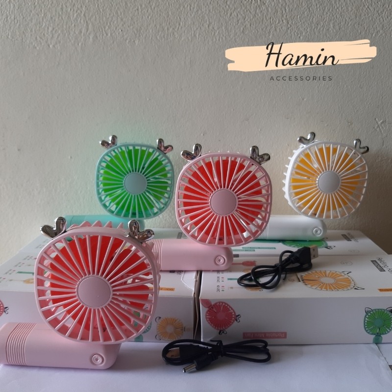 Quạt Mini Cầm Tay Tích Điện Folding Fan V35 có đèn