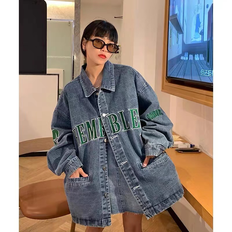 Áo Khoác Denim Dáng Rộng Phong Cách Hàn Quốc Thời Trang Mùa Xuân Mới 2022