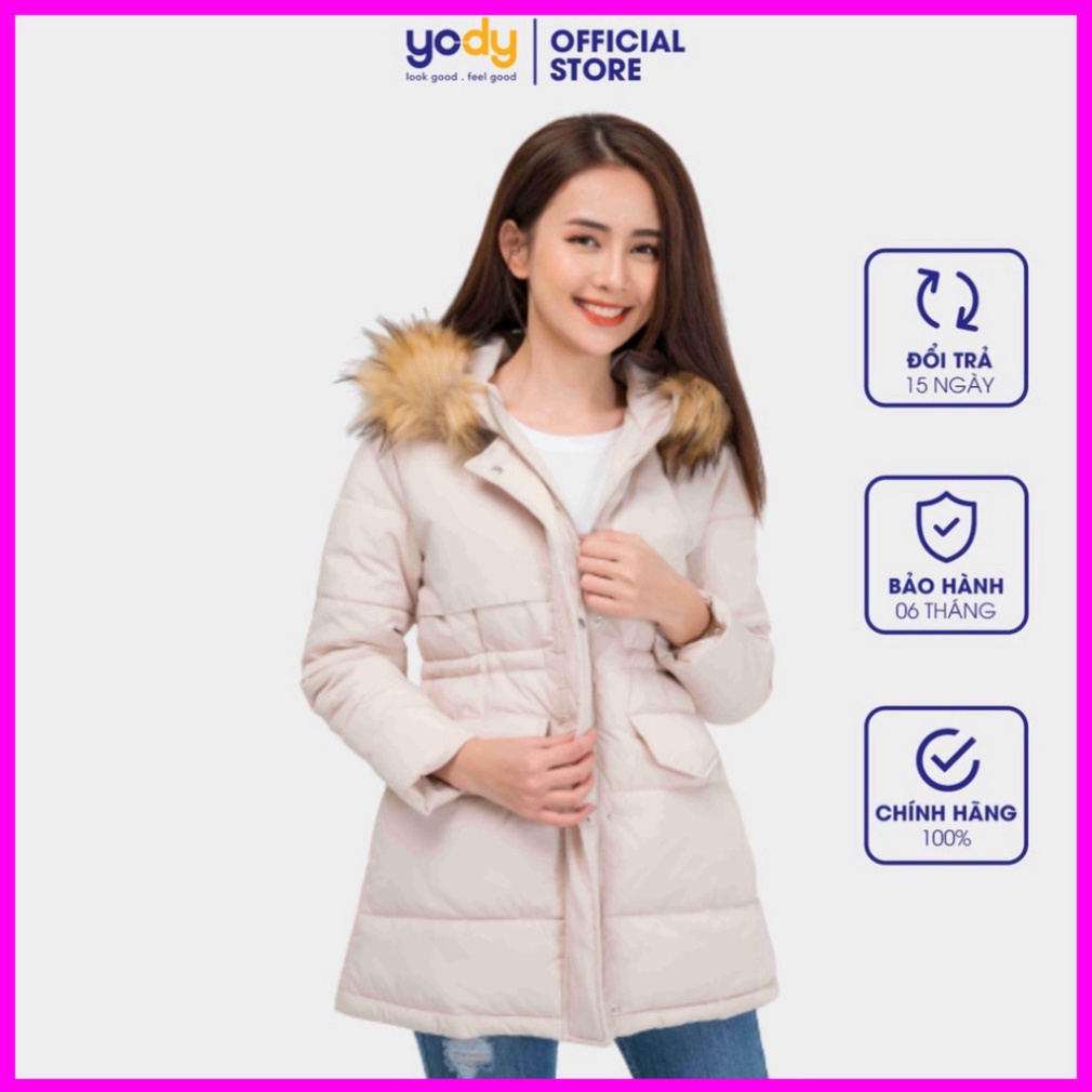 Áo phao nữ YODY dáng dài bông mỡ siêu mảnh có mũ lông PPN3007  -GIÁ CỰC TỐT