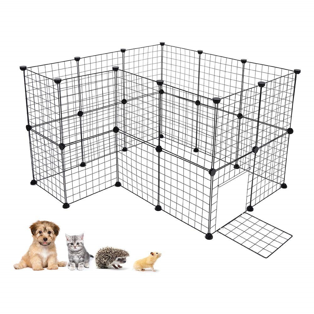 (70*105*70 cm Có nắp Lồng+ Cửa Sắt) 26 Miếng Lưới Sắt Ghép Hàng Rào Chuồng Quây Chó Mèo