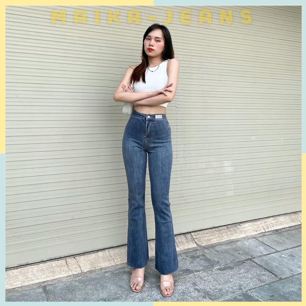 Quân Jean Loe Nữ Lưng Cao Cạp Trơn 2 màu Siêu Tôn Dáng Shop MaiKa Jeans