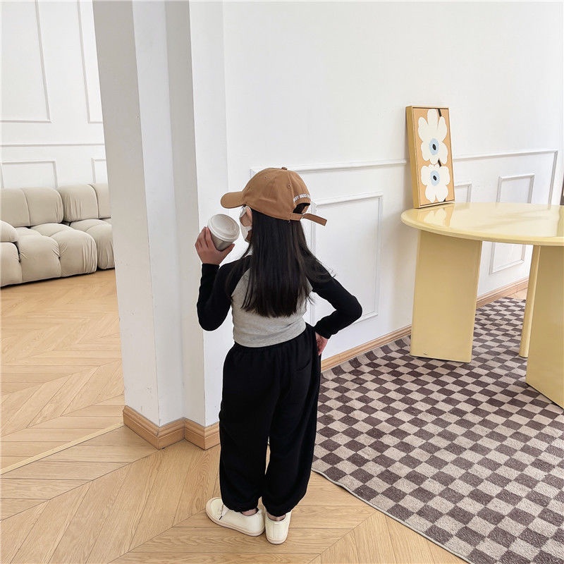 Set Đồ Thể Thao 2 Món Phối Màu Sắc Tương Phản Vải Cotton Thời Trang Xuân Thu 2022 Xinh Xắn Cho Bé Gái
