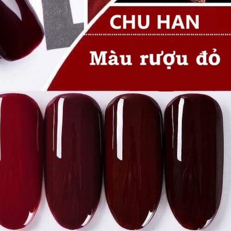 Sơn móng tay gel CHUHAN bộ 6 màu rượu đỏ chính hãng, màu sơn gel móng tay thịnh hành CHRD6Y3