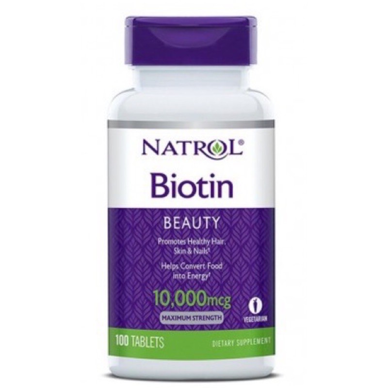 Natrol Biotin 10000 Mcg Hỗ Trợ Mọc Tóc, Giúp Móng Khỏe, Mọc Tóc Biotin Hộp 100 Viên