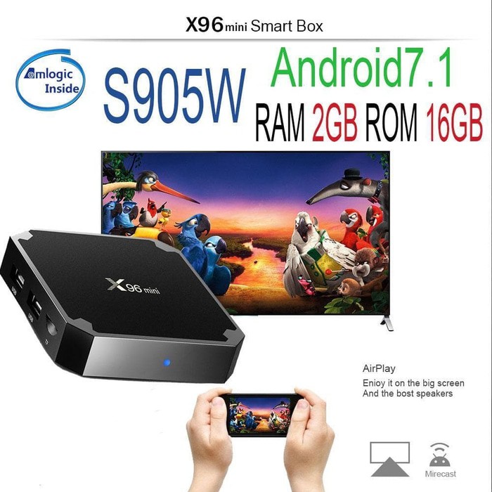 Mới Tv Box Android 7.1 Nougat X96 Mini Ram 2g Rom 16g Và Phụ Kiện