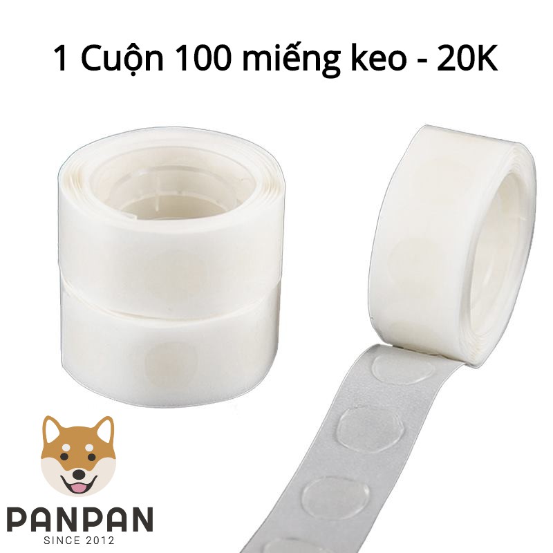 Cuộn 100 miếng keo trong suốt dán Merch/Itabag/Poster