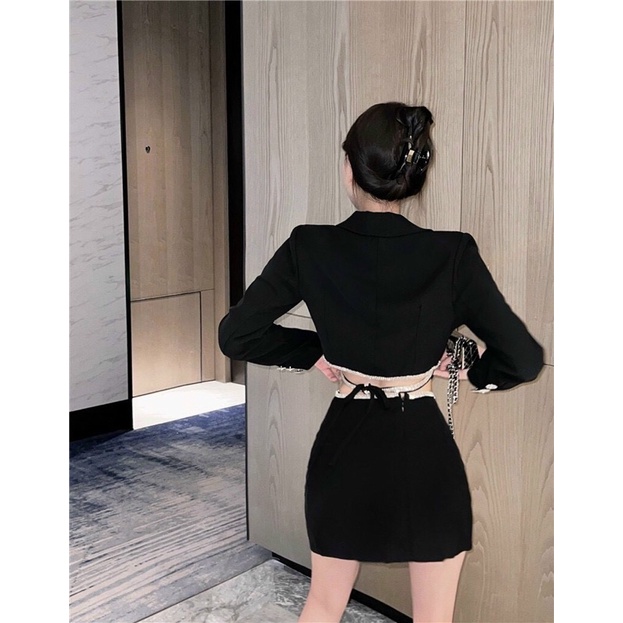 ĐẦM VEST CROPTOP KHOÉT DÂY EO